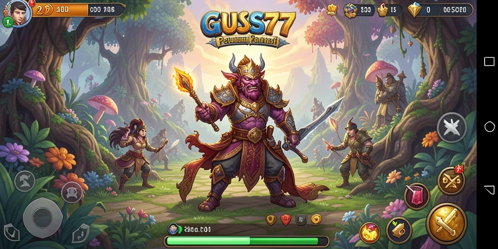 Screenshot gameplay GUS77 menampilkan aksi seru di dunia fantasi.