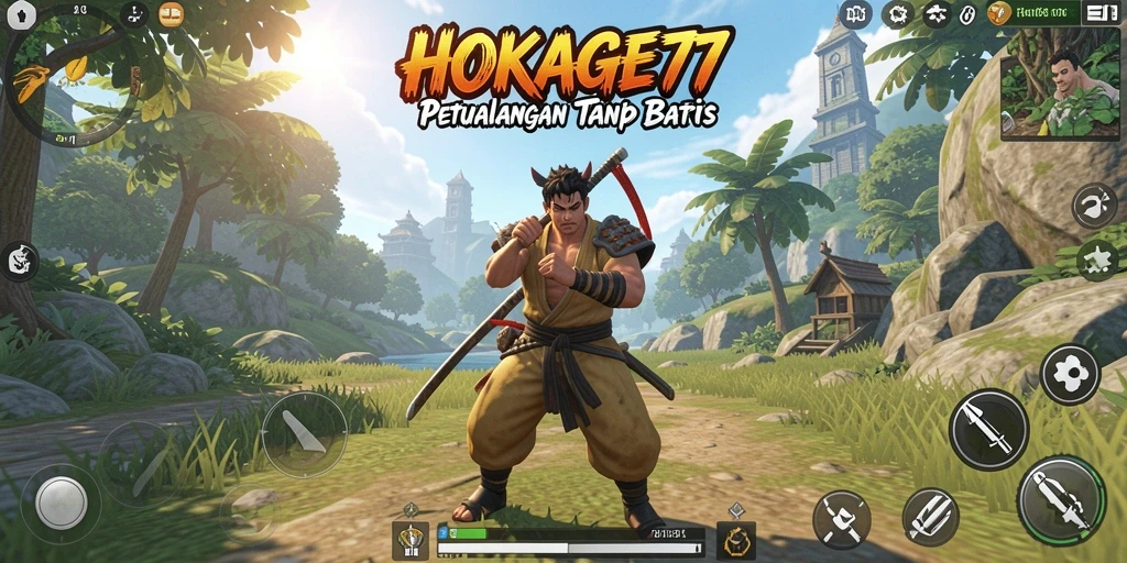 Tangkapan layar HOKAGE77 menampilkan aksi penuh eksplorasi di dunia terbuka.