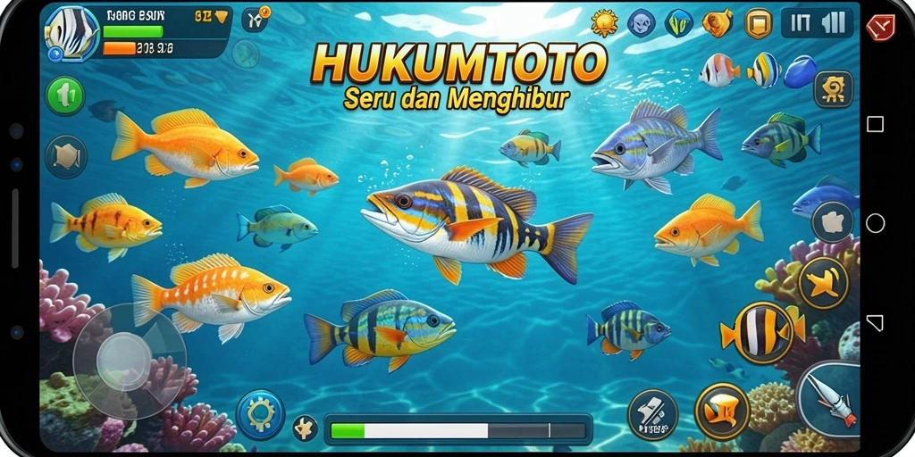 Tampilan gameplay HUKUMTOTO yang menarik dan seru saat menembak ikan.