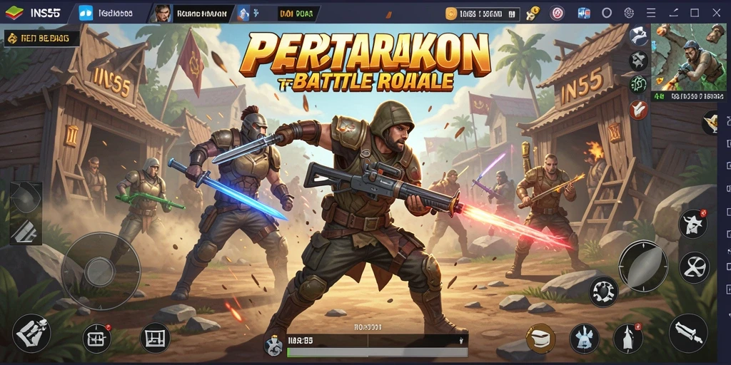 Gameplay intense dalam pertandingan Battle Royale di INS55.
