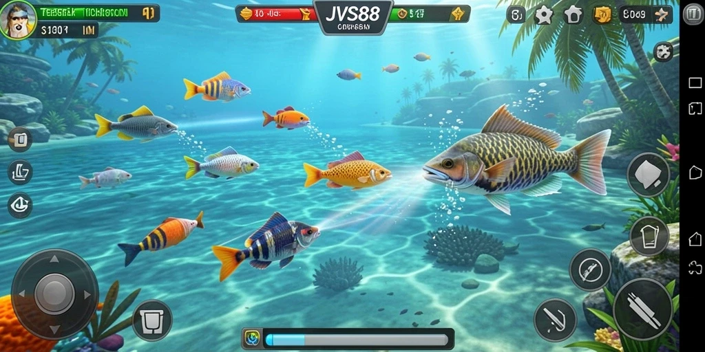 Tampilan gameplay JVS88 yang menegangkan saat menembak ikan.