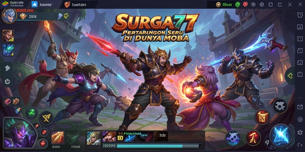 Tampilan gameplay seru dari SURGA77 di arena MOBA.