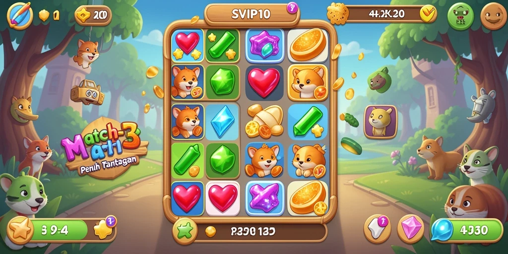 Tampilan gameplay SVIP10 dengan blok-blok berwarna yang berkilau.