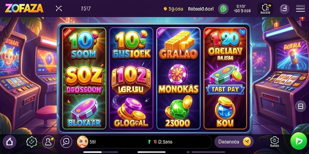 Tampilan gameplay ZOFAZA yang penuh warna dan menarik.